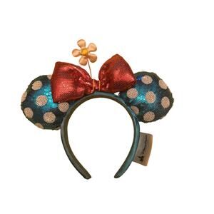 Disney Parks Daisy Duck Blue Polkadots and Flower Minnie Mouse ear headband